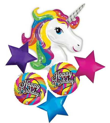 Rainbow Unicorn Balloon Bouqet